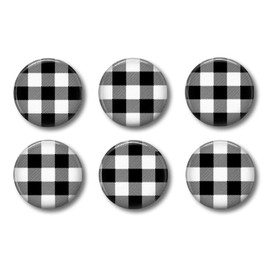 Modern Farmhouse Buffalo Plaid Magnets - Black and White Check - Set of Six 1.75 inch - Office, Dunn Style Decor Locker Magnets For Teens Home Office or Kitchen Fridge