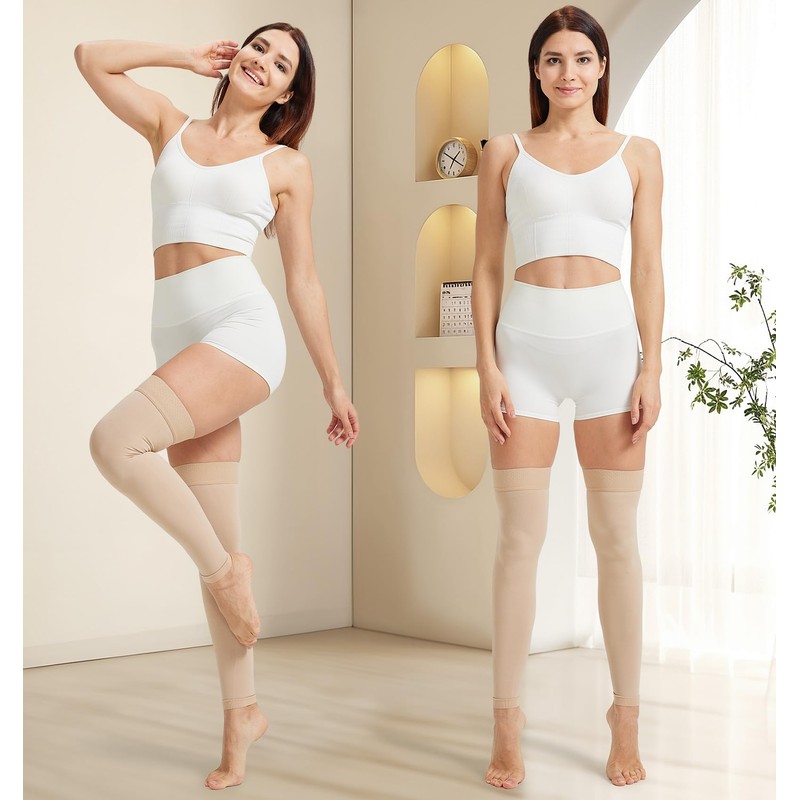 NURCOM 15-20 mmHg Compression Stockings for Women & Men, Footless