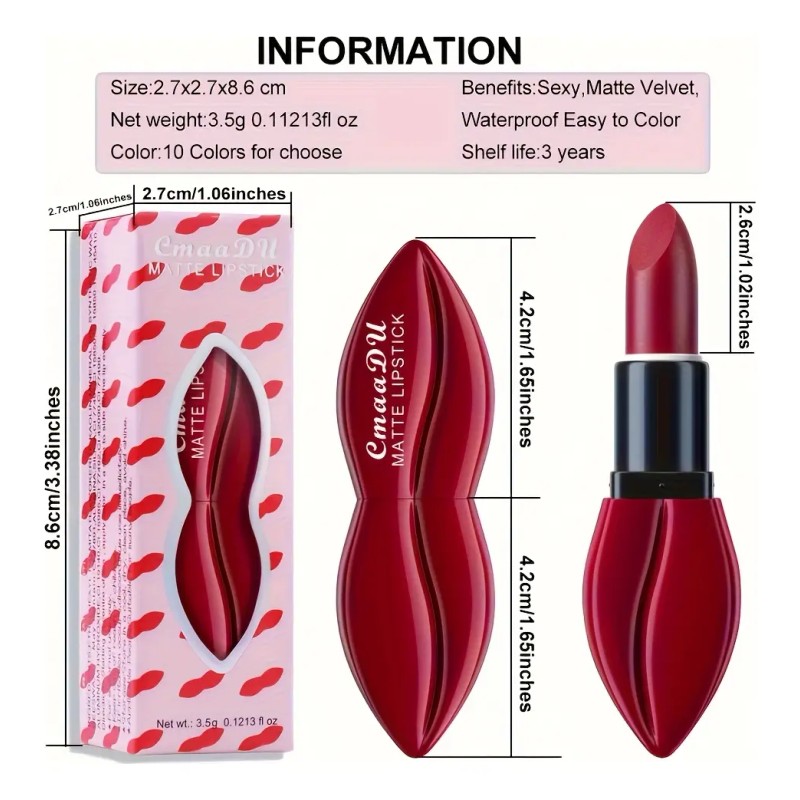 Cmaadu 1 Ud Labial Mate Duradero Y Fácil De Aplicar