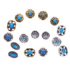 Vaguelly Retro Turquoise Crackle Nail Charms 32pcs Decorative Nail Art Jewels for Women DIY Manicure Accessories