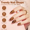 VAVAVAILS Short Squova Press On Nails Brown Leopard with Amber