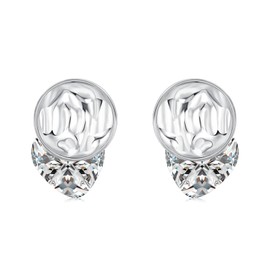 Twoowl Heart Dangle Earrings 925 Sterling Silver Heart Stud Earrings Swing Love Heart Cubic Zirconia Stud Earrings Heart Jewelry Gifts for Women Mom Girls, Sterling Silver, Cubic Zirconia