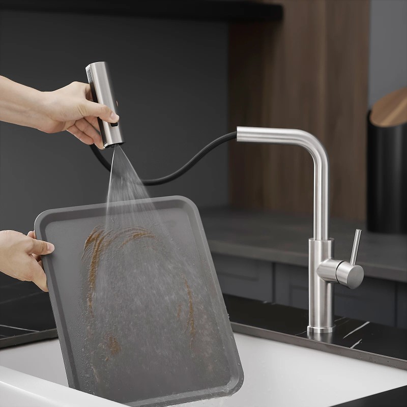 Modern Single Handle 360° Swivel Stainless Steel Waterfall Kitchen Faucet