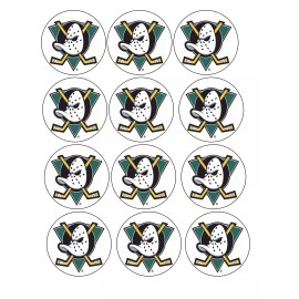 Handmade set of 12 mighty ducks hockey, edible paper, cupcake cookie toppers CHOOSE SIZE - 1.5"