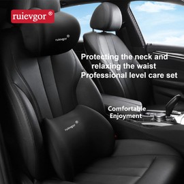 Car Lumbar Support Pillow and Neck Pillow kit. Effectively Relieve Head and Waist Fatigue.Series C,Ergonomically Designed and Suitable for car Seats, Office Chairs, Dining Chairs, etc.(Black)