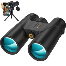 Fiyxlop 12x42 Binoculars for Adults High Powered, HD Compact Binoculars for Bird Watching with Phone Adapter, Lightweight Travel Binoculars for Cruise Ship, Sports, Concerts, Wildlife, Hiking, Hunting