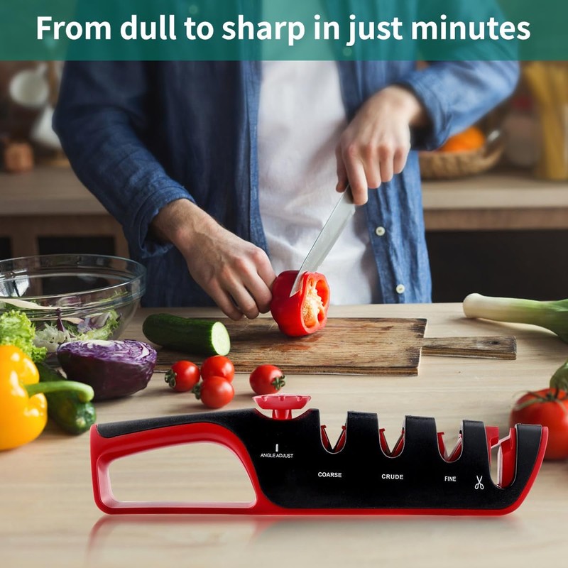 DPEDUAI 4-in-1 Manual Knife Sharpener – Best Kitchen Knife Sharpener