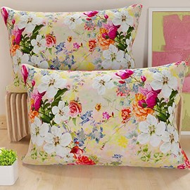 PETTI Artigiani Italiani - Pair of Microfibre Cushion Covers, 60 x 40 cm, Decorative Cushions for Bedroom, Sofa, Living Room, Set of 2 Cushion Covers, Spring Colourful, 100% Made in Italy