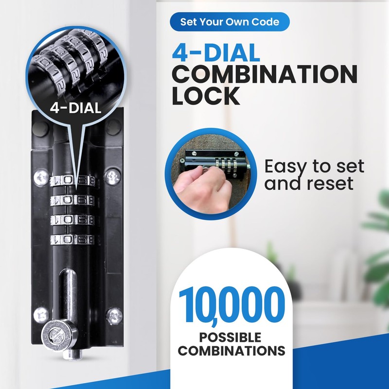 Combi-Bolt 4-Digit Combination Sliding Bolt Gate Lock, Secure Gates, Sheds,