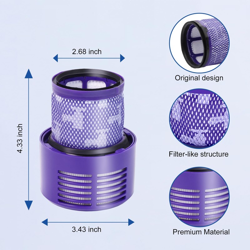 Filter Replacement for Dyson Cyclone V10 SV12, 2 Pack Filter