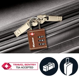 Master Lock 4692EURDBRN Combination Travel Padlock TSA Certified, Brown Leather, 5,5 x 3 x 2,6 cm