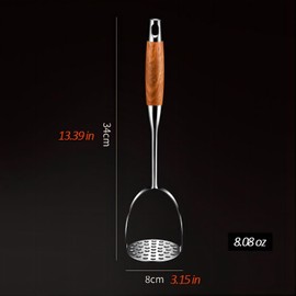 REDANT Stainless Steel Potato Masher with Wood Handle, Heavy Duty Metal Potato Ricer,Food Masher Utensil Hand Masher,Vegetables Fruits Versatile Masher,Heat Resistant, Cooking And Kitchen Gadget