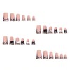 White Press on Nails Coffin Fake Nails with Designs Glossy