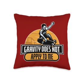 Gravity Does Not Apply To Me Cool Skateboard Throw Pillow