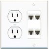15 Amp Duplex Round Power Outlet 4 Port Cat5e Ethernet
