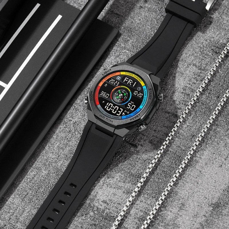 Outdoor Sports Electronic Watch Multifunctional Stylish Pedometer Compass Luminous Waterproof