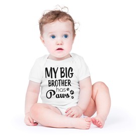 AW Fashions My Big Brother Has Paws Baby Bodysuit Funny Newborn Outfit Cut Boy Girl Infant Clothes Romper (Newborn, White)