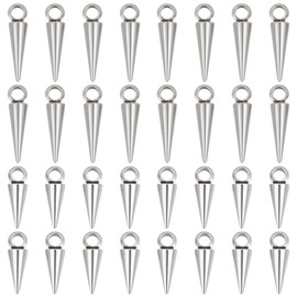 UNICRAFTALE - Abalorio de cono de estilo gótico con agujero grande de 3 mm, acero de titanio, estilo punk, estilo punk, colgante, abalorios, pulseras para hacer joyas, Acero inoxidable, No es una