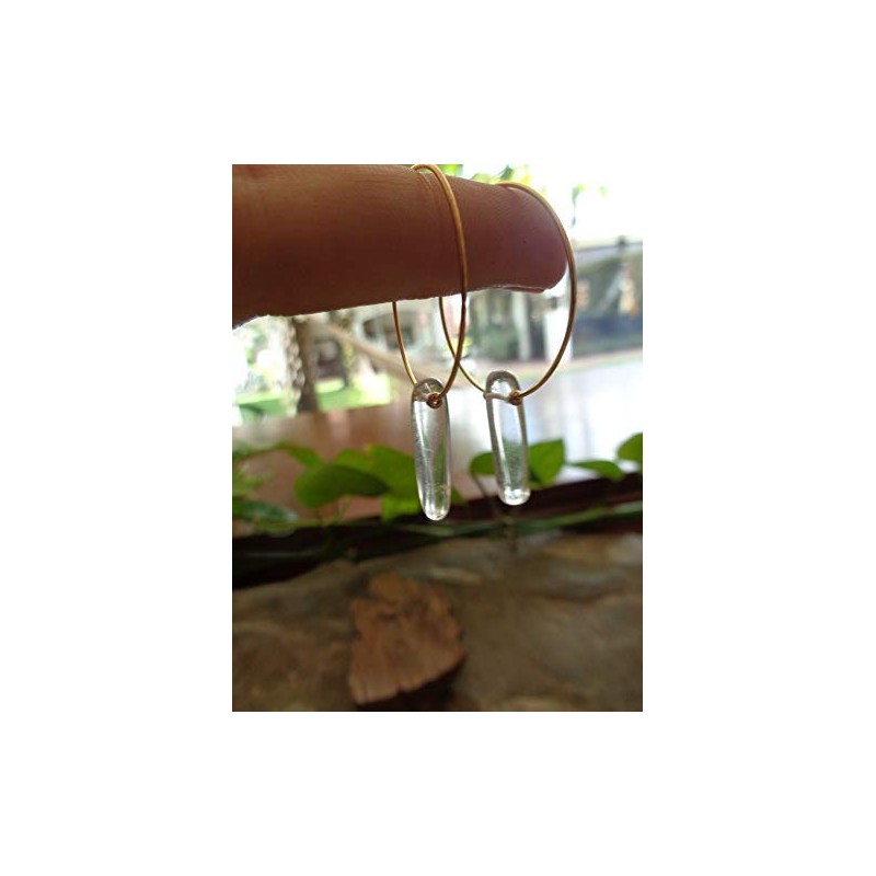 Rock Crystal & Golden Circle Hoop Earrings Gold-Coloured with Transparent