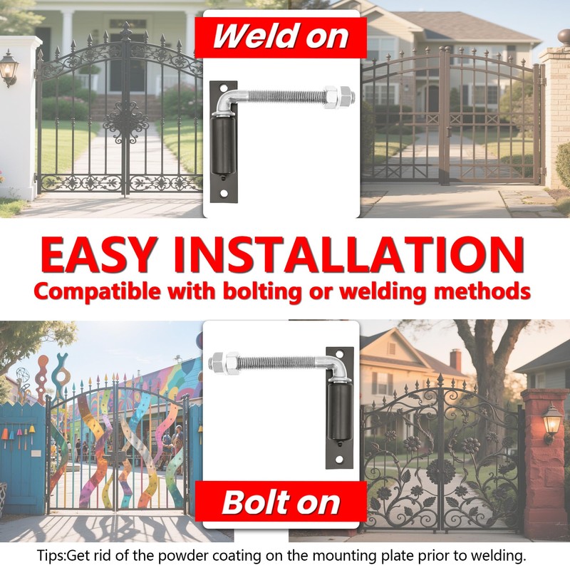 2 Pack J-Bolt Gate Hinge with Plate, Heavy Duty Welded
