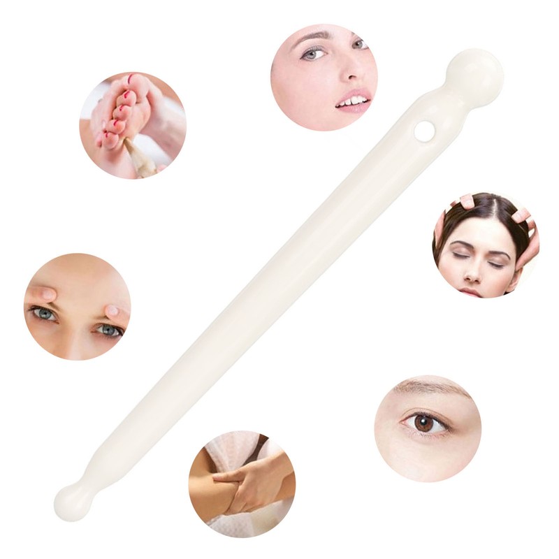 Manual Acupuncture Pen White Ceramic Face Body Acupressure Bar Deep