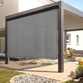 DIFY Outdoor Roller Shade Blinds Roll Up Shade, Exterior Roller Shade with Aluminum Protective Valance Chain Operation 6 * 8FT for Patio Yard Deck Porch, Anthracite