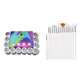 Mussa Kit Gel Painting Gama De 12pz + 15 Pinceles Decoración Uñas.