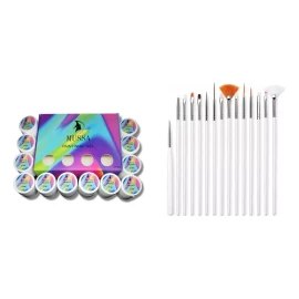 Mussa Kit Gel Painting Gama De 12pz + 15 Pinceles Decoración Uñas.