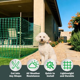Jollybower 4 x 100 FT Plastic Mesh Safety Fence, Temporary Netting Barrier for Garden Construction Animal Deer Poultry Swimming Pool Yard-Green