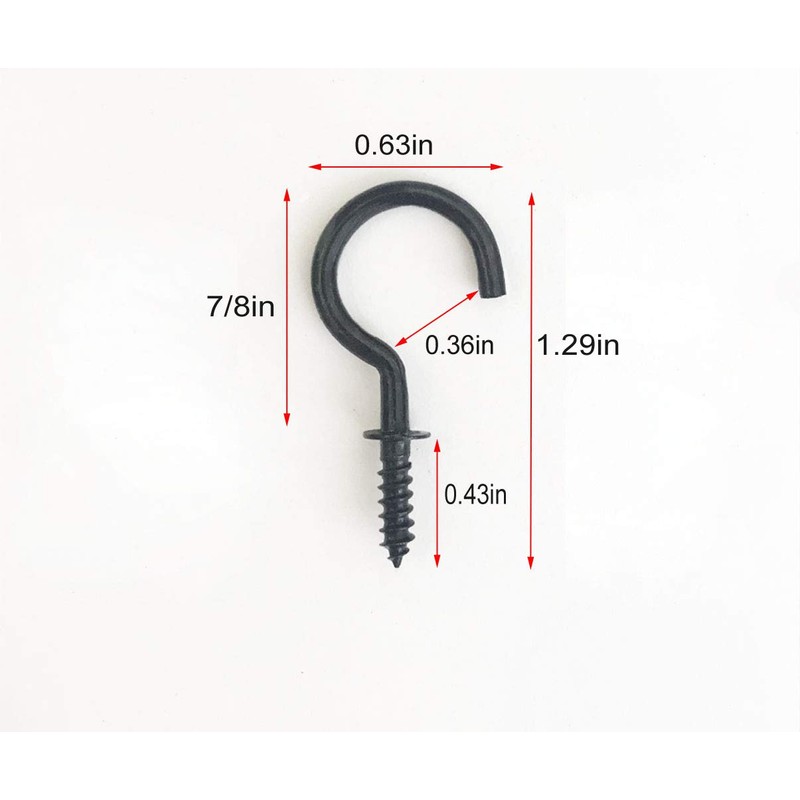 IDEALSV Black Ceiling Hooks 7/8'' Screw-in Light Hooks Hanging Cup