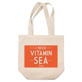 Lantern Press Tampa, Florida, I Need Vitamin Sea, Simply Said (100% Cotton Canvas Reusable Tote Bag)