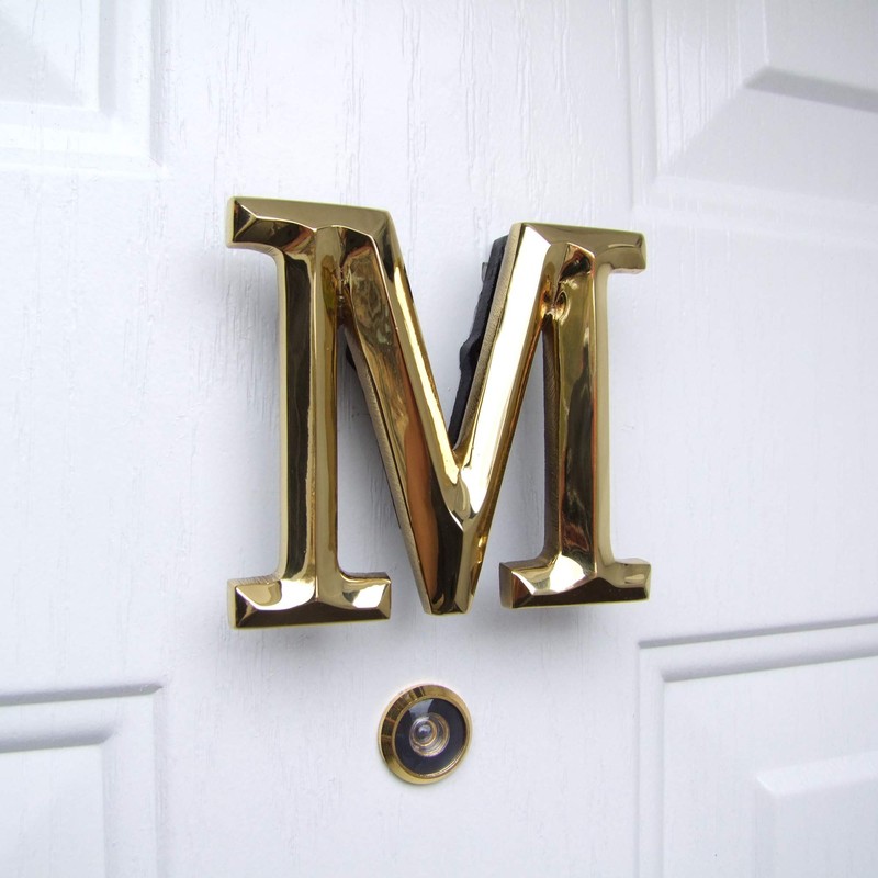 Monogram Letter M Door Knocker - Brass