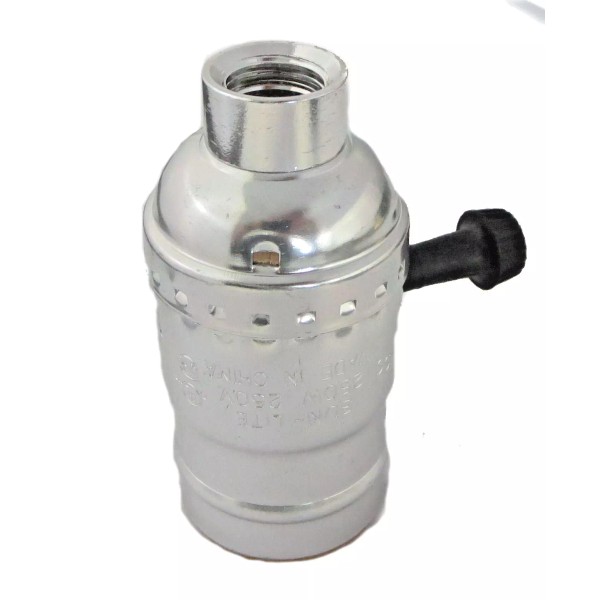 3-WAY NICKEL-PLATED LAMP PART SOCKET W/LARGE HOLE 1/4 IPS TR-28NICKEL