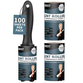 iBest UK Lint Rollers For Pet Hair, Clothes, Carpet | Sticky Flint Fluff Dust Lint Remover | Pack of 3 Reusable Refills (100 Sheets)