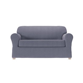 Zenna Home, Coal Simply Fit Steps Stretch Slipcover, 2-Piece Loveseat