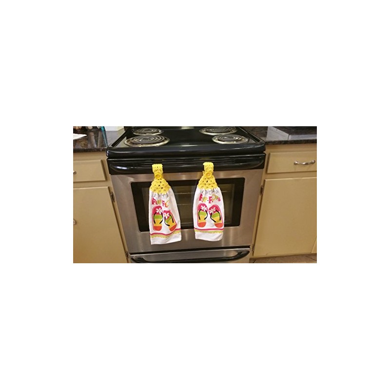 Handcrafted Grey Crochet Topped Cats with Yarn Kitchen Towel