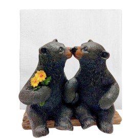 Napkin Holder with Kissing Bears Cabin Rustic Style Dining Décor