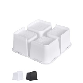Affogato Bed Risers, 4 Pack 4 Inch Heavy Duty Furniture Risers, Table Leg Extenders, Bed Lifts Fits to Bed, Chair, Desk, Cabinet, Sofa, Couch, Tables, Support up to 5000 Lbs (White)