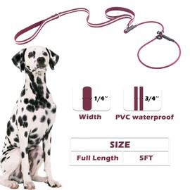 Slip Lead Dog Leash, 5ft Dog Training Leash, Waterproof Reflective Dog Traffic Leash Double Handle Dog Leash with Adjustable Stopper, Slip Collar Leash for Large Medium Small Dogs