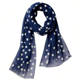Red and Black White Polka Dot Green Clover 50s Scarf Sheer Square Ribbon Neck Head Scarf for Women Headwrap Tie Scarves (Polka Dot-navy White)