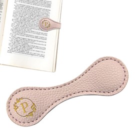 Estivaux Leather Magnetic Bookmarks for Women Men, Capital Letters Bookmark Monogram Book Marker Clip with Gold Initials Pink Leather Bookmark Charm for Book Lover Readers (Letter P)