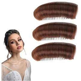 Invisible Fluffy Hair Pad, 3Pcs Hair Bun Invisible False Hair Clip,Hair Bun Invisible False Hair Clip Bump It Up Volume Hair Base Fluffy Hair Pad,Hair Bun Invisible False Hair Clip Hair Base Pad,Brown