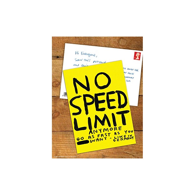 Funny Humorous 'David Shrigley No Speed Limit' Novelty Postcard