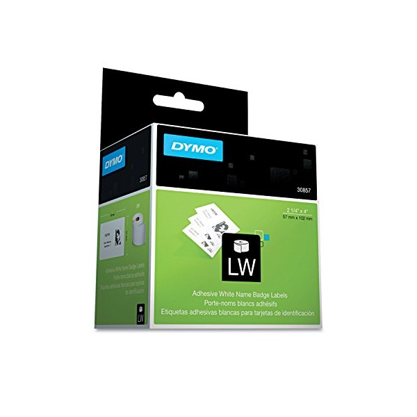 DYMO 30857 Self-Adhesive Name Badge Labels, 2-1/4 x 4, White,