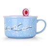 VanEnjoy 30oz Ceramic Bowl Set with Lid & Handle,Cherry Blossoms