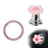 Pink Flower Car Start Button Cover, Bling Engine Stop Ring
