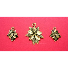 Unbranded 6 pcs ANT GOLDTONE Christmas POINSETTIA SETS Charms Pendants Earrings Crafts