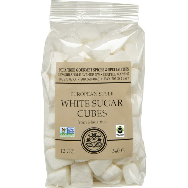 India Tree White European-Style Sugar Cubes, 12 oz Bag (Pack