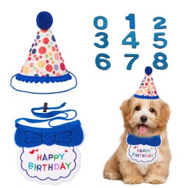 Dog Birthday Hat, Set of 3, For Dogs and Cats, Birthday Goods, Pet Bib, Bandana, Saliva Towel, Includes Numbers, Decorative, Cute, Stylish, Pet Clothes, Celebrations, Anniversaries, Party Decoration,