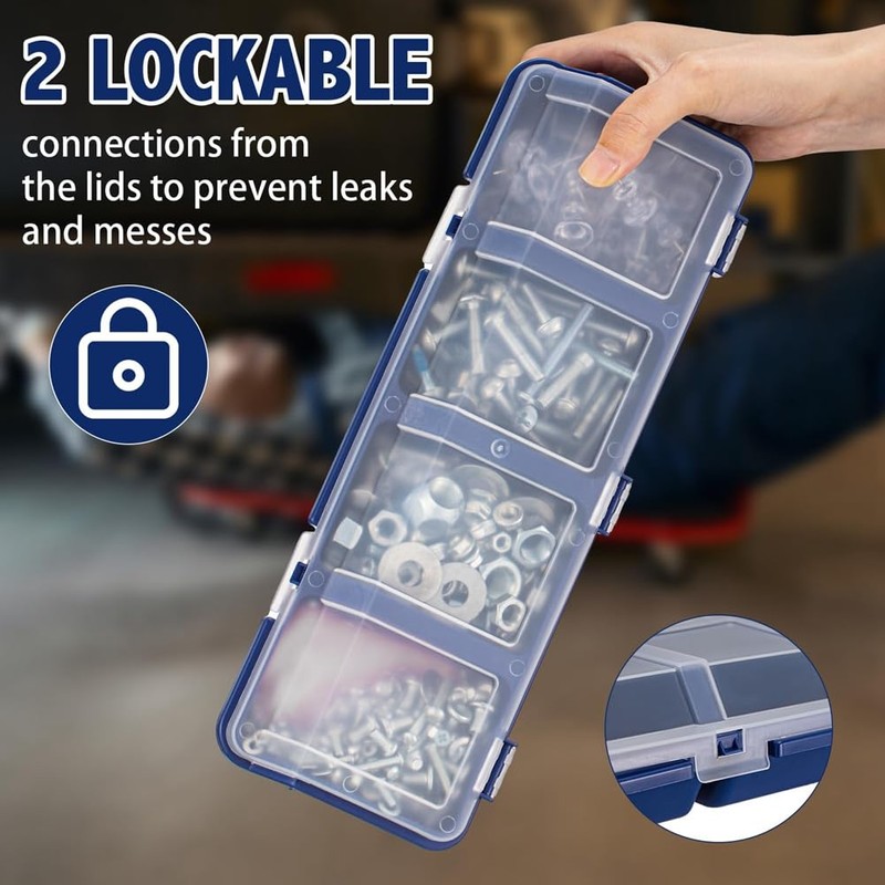 Qezodsx 4 PCS Screw Organizers and Storage Bins with Locks